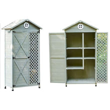 DFEDHF Outdoor Garden Patio Wooden Storage Cabinet with Adjustable Shelf Gray Color Potting Bench with Metal Top Garden Tool Storage Cabinet (Gray)