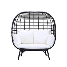 Acme Penelope Patio Lounge Chair Cream Fabric and Black Finish