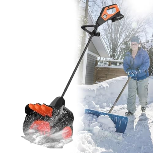 21V Cordless Electric Snow Shovel, Battery-Powered Snow Blower, 41cm Width Snow Removal Snow Thrower (2 Battery and Charger Included)