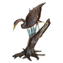 Design Toscano Fishing Heron in Reeds Cast Bronze Garden Statue Two Tone Bronze & Verdigris