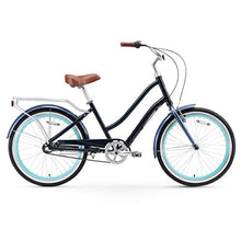 sixthreezero EVRYjourney Women's 7-Speed Step-Through Hybrid Cruiser Bicycle Navy w/Brown Seat/Grips