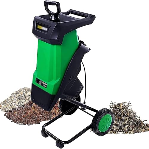 Qiokoith 2400W Electric Garden Shredder Wood Chipper,Leaf Mulcher,Collection Bag, for Lawn and Garden Use, Overload Protection