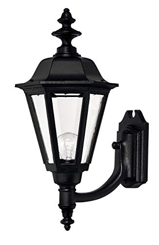 Hinkley Manor House Large Wall Outdoor Mount Lantern, SelectALite: Medium or Candelabra Bulbs, Aluminum, Clear Beveled Glass Panes, Estate Series, Black Finish