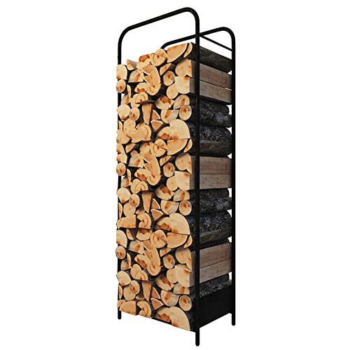 EliteBloom Heavy Duty Fireplace Firewood Racks 2.8 Ft,Indoor/Outdoor Log Wood Holder Rack with Kindling Holder,31 Inch Tall,Black,