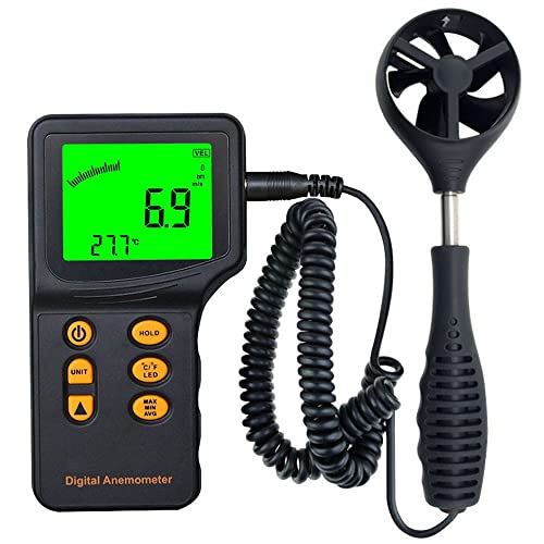 XARONF Handheld Anemometer, Wind Speed Meter Wind Velocity Airflow Tester Gauge with Backlight Display (Suitcase Included)