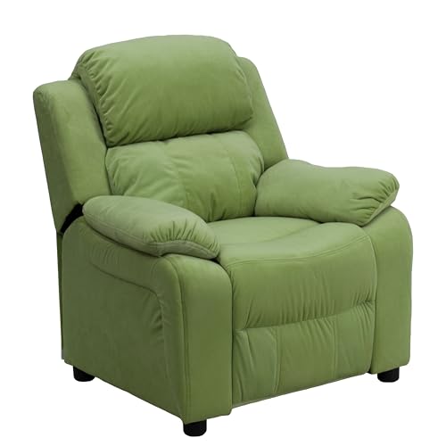 Flash Furniture Charlie Kids Recliner with Storage Arms Avocado Microfiber