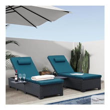 UOPYNE 2 PCS Pool Chairs, Patio PE Wicker Lounge Chairs, Outdoor Chaise Lounge, All-Weather PE Rattan Patio Chaise Lounge Chair, Wicker Poolside Lounge Chair Sunbathing Camping Beach