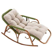 Chinese-Style Lazy Garden Leisure Rattan Rocking Chair, Anti-Tipping Design, Suitable for Leisure Areas Such as Garden Balconies Comes with an Extended Cushion.(Green,161 * 79 * 64cm)