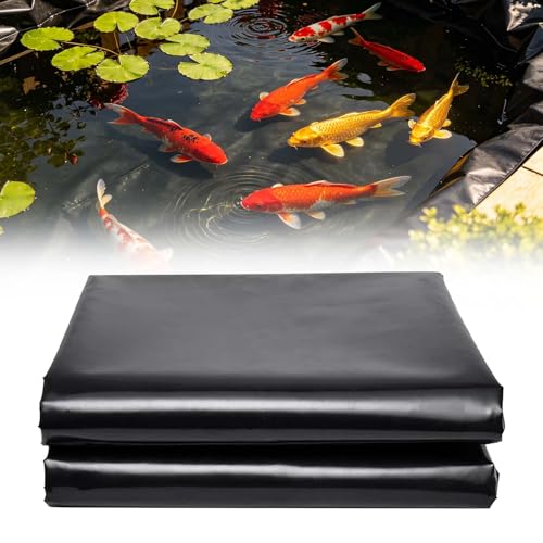 Whnoorher Fish Pond Liner Black Rubber Koi Pond Liners 4x4m 4x5m 5x8m UV Resistant Preformed Ponds Liner Flexible Impermeable Sealing Film Damp for Garden Landscape(32.8x39.3ft)