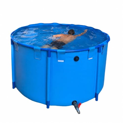 Frame Above Ground Pools Round 13 12 10 8 7 6 5 4 3 Ft, Adult Swimming Pool for Backyard Outdoor Patio Deck Garden Lawn with Drain Valve, Blue(DxH - 1X0.6 M/470 L/124 GAL)