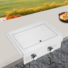 2 Burner Natural Gas Drop-in Cooktop, Outdoor Built-in Stove for Patio Kitchen Villa, 304 Stainless Steel Gas Stove with Cover, 70K BTU (3.5KW x2), Easy Clean & Mounting Brackets Included
