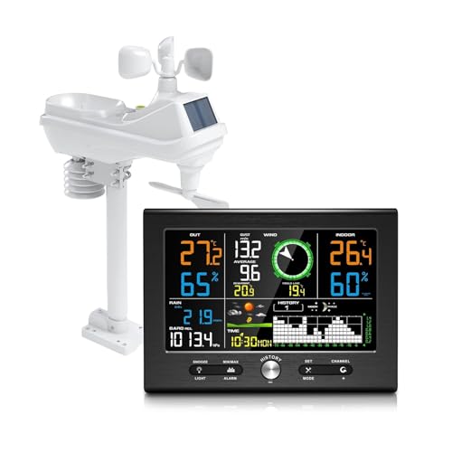 Weather Station Thermo-Hygrometer with Digital Thermometer Wind Speed/Direction Sensor Temp/Hygrometer for Home Garden