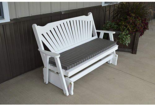A & L Furniture Co. Yellow Pine 6' Fanback Glider Al White