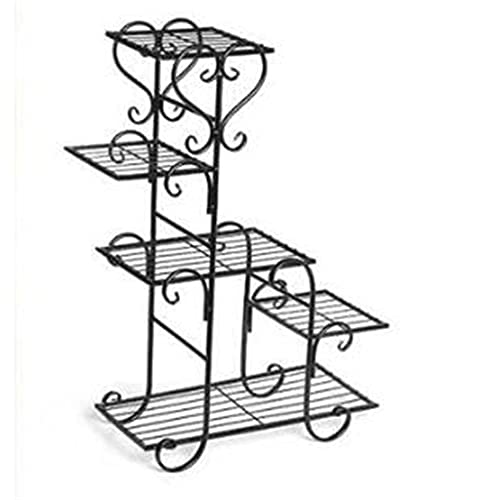 Balcony Flower Pot Shelf Multi-Layer Indoor Living Room Rack Pot Rack Five-Layer Plant Stand (Color : Black Size Black