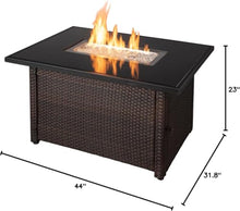 Endless Summer 44 x 32 Rectangular 40,000 BTU Liquid Propane Gas Outdoor Fire Pit Table w/White Fire Glass, Center Insert and Cover, Brown/Black