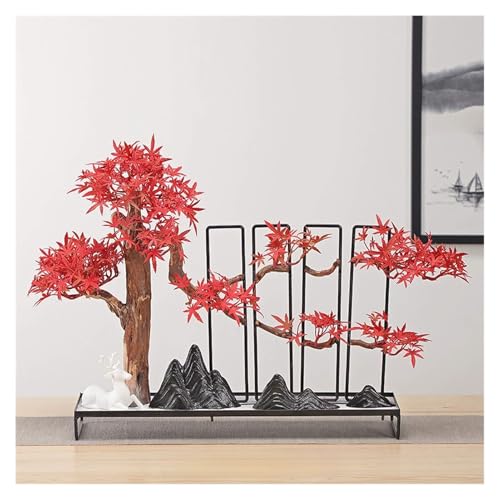 YXIANG56Q Fake Plants Simulation Maple Leaf Bonsai Ornaments Living Room Office Porch Aisle Potted Micro Landscape Ornaments Bonsai Tree(I)