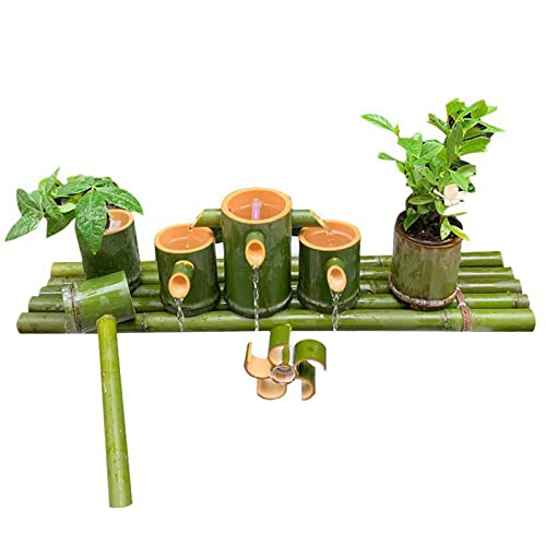 GenSDH Bamboo Garden Water Fountain,Japanese Zen Garden Pond Water Feature Decoration with Pump, 90Cm/35.4In,100cm/39.4in