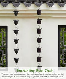 HCZKIUJ Aluminum Alloy Rain Chains for Gutters, Anti-Rust Water Diverter and Catcher, Enhances Downspout Drainage with Decorative Waterfall Effect (Style2 7m (23ft))