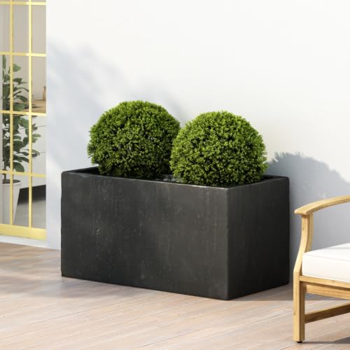 Hassyee Large Rectangle MGO Planter with Lightweight Concrete Structure for Backyard, Poolside, Lawn, Outdoor Flower Box with Drainage Hole for Growing Flowers, Plants, Herbs