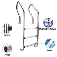 Stainless Steel Pool Ladder Anti-Slip Steps for Inground Above Ground Swimming Pools