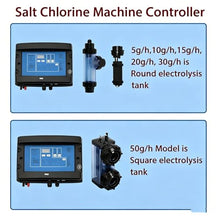 WYBYYDS Salt Chlorinator, 10/15/20/30/50G/H Chlorine Generator Auto-Stop When No Water, Smart Salt Chlorinator for Above Ground Pool & Hot Spring Pool 15g35m³