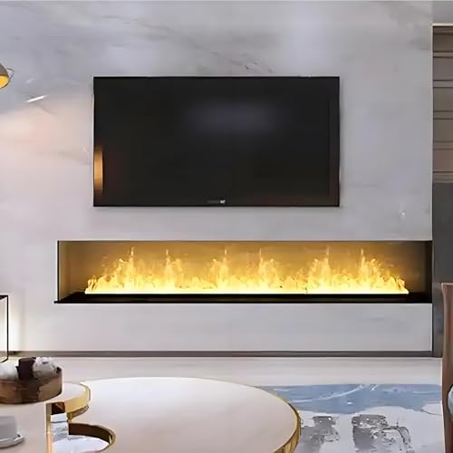 HuanSebesity Water Vapor Fireplace with Real Water-Flame Vapour,Multiple Flame Colors and 5 Levels Flame Adjustment,LED Indoor Embedded Touchable Atomized Flame,Vent-Free,100cm/39.3in 80cm/31.4in