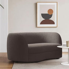 Benzara Srey Loveseat, 64 Inch, Charcoal Gray Boucle, Curved Kidney Shape