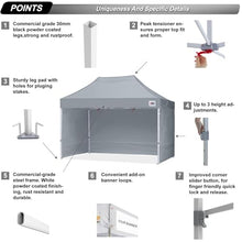 ABCCANOPY Commercial Pop Up Canopy Tent with Sidewalls 8X12,Gray