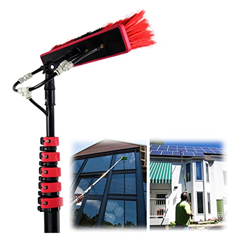 Niczu Solar Panel Cleaning Pole Water Fed Telescopic Brush Kit, Window Glass Cleaning Brush Photovoltaic Panel Cleaner Tool with Sprayer,10.8M/36FT
