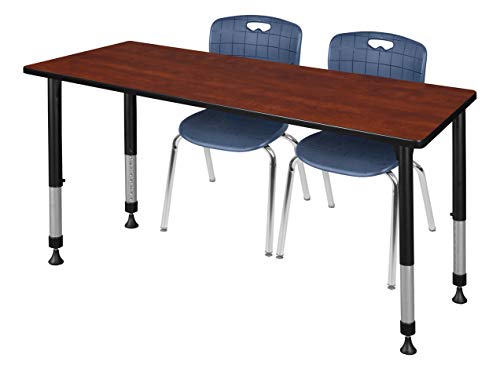 Regency Height Adjustable Classroom Table Set with Two 18" Andy Chairs Cherry/Navy