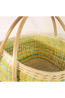 Rattan Picnic Basket - Mix Colors, 40x30 cm, Handwoven Wicker Storage Basket - Multicolor