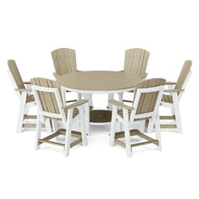 Wildridge Heritage 7-Piece 60" Pub Counter Set, Weathered Wood and White - Outdoor Weather Resistant Recycled Plastic Furniture for Patio