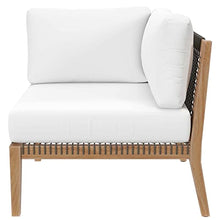 Modway Clearwater Outdoor Patio Teak Wood 4-Piece Sectional Sofa in Gray White