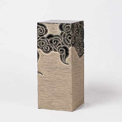 ARCVOX Decorative Columns Pedestal 19.6/27.5/35.4/43.3in, Antique Stone Finish Xiangyun Pattern, Statues for Home Decor, Statue Outdoor Sculpture for Garden (Size : Size M)