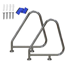 MSHOSAC Sturdy Pool Safety Handrails Pool Handrails Swimming Pool Hand Rail for Ground Swimming Pools 304 Stainless, with Blue Grip Cover, Swimming Pool Stair Rail & Complete Mounting Accessories