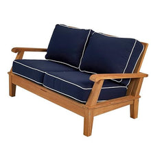 Royal Teak Collection Miami Teak Outdoor Loveseat Sofa, Navy (MIA2-NAVY)