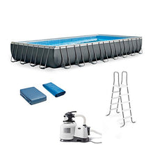 Intex Rectangular Ultra XTR Frame Above Ground Swimming Pool with Pump, Sand Filter, Pool Ladder, Ground Cloth, and Pool Cover