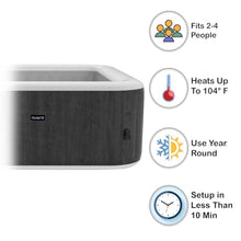 Avenli 4-Person Inflatable Square Spa - Carbon Grey
