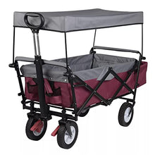 WAFEOGK Folding Garden Trolley Cart with Roof Wheels Brake Transport Metal Steel for Sun Protection Camping