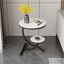 POLGDW Rock Slab Side Table Fashion Round Living Room Small Coffee Table Balcony Small Round Table Sofa Coffee Table Corner Table(Svart,60 * 50cm)