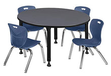 Regency Kee Height Adjustable Classroom Table Set with 12" Andy Chairs, 48" Grey/Navy