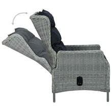 LASWWQMRF Reclining Patio Chair with Cushions Light Gray PE Rattan