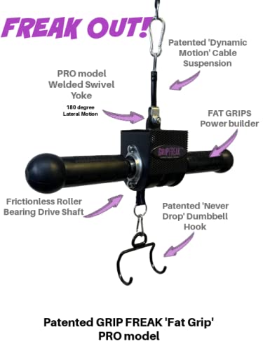GRIP FREAK Thick Grip Wrist Roller with Dumbbell Hook