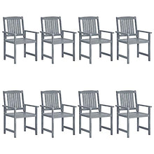 AJSEOYBS Patio Chairs with Cushions, Oversized Wooden Rocking Chair,Bistro Stacking Chair Suitable for Backyard, Porch, Balcony, Poolside, Garden8 Pcs Solid Acacia Wood Gray