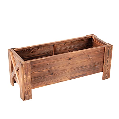ZOCWJK Wooden Garden Plant Stand Storage Rack Raised Bed for Vegetable Flower Pots Outdoor Patio Planters Flower Box with Trough Planter Grops,