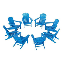 Costaelm Portside Classic Outdoor Adirondack Chairs Set of 8 Pacific Blue