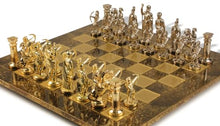 The Chess Store Archers Theme Chess Set Bronze & Blue Copper Pieces Brown Board