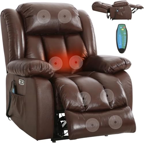 UOPYNE Electric Lift Recliner Chair with Massage & Heating, Brown