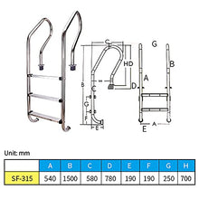 3 Step Pool Ladder 316 Stainless Steel Swimming Pool Handrail for 0.9-1.2m Pool Pipe Wall Thickness 1.5m Need to be Embedded/Silver / 150x54x19cm (Silver 150x54x19cm)