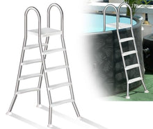 errzom Anti-Slip Above Ground Pool Stairs, Heavy Duty 4 Step Stainless Steel Ladder, Double Handrails, Wide Steps, 550lb Load, Stable Ladder for 52 inch Height Pool,53in